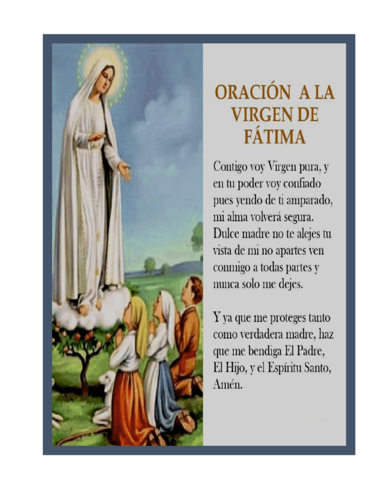 Oración a la Virgen de Fátima en Su Dia